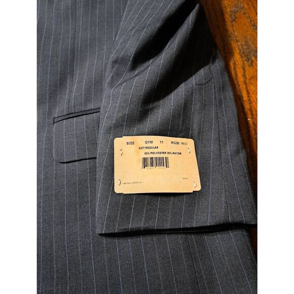 New 36R Grey Pinstripe Single Breast Suit Sports Coat Jacket Blazer NWT - Picture 4 of 7